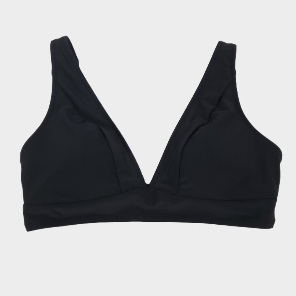 Hilinker Triangle V-Neck‎ Bikini Top Medium Black Solid Stretch Adjustable Strap